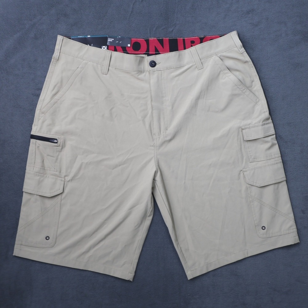 Iron Co Hybrid Cargo Shorts Mens 40 Khaki New Stretch Performance I427902S